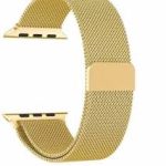 Golden Magnetic Metal Chain Strap for Smartwatch (42/44/45/49mm) – Milanese Loop Stainless Steel Smartwatch Band, Adjustable Luxury Gold Strap Universal